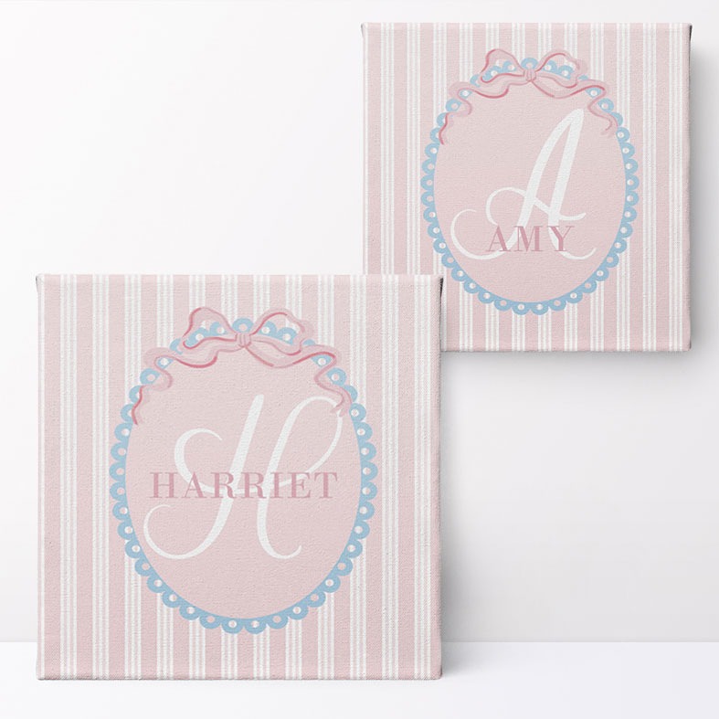 Personalised Regency Stripe name print â€“ elegant rococo-style wall art with Bridgerton aesthetic, perfect gift for her