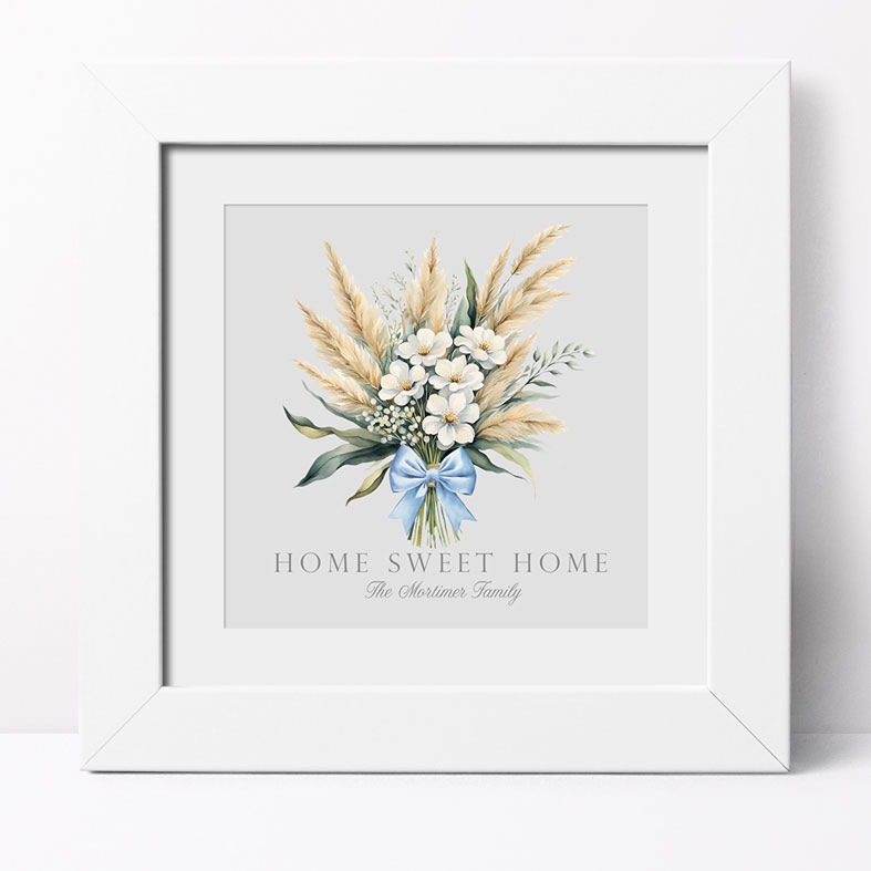 Personalised Bouquet Print | personalised print featuring delicate botanical flowers, custom-made unique new home, housewarming or wedding gift