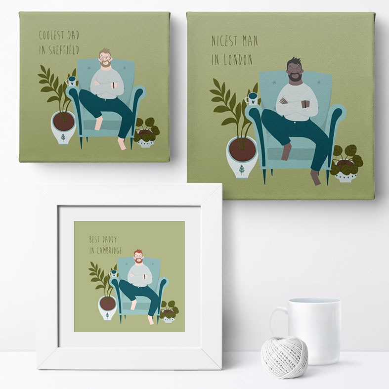 Personalised 'Coolest Bloke' Print | Customise hair, skin tone, name, wording & location. Unique gift for him.