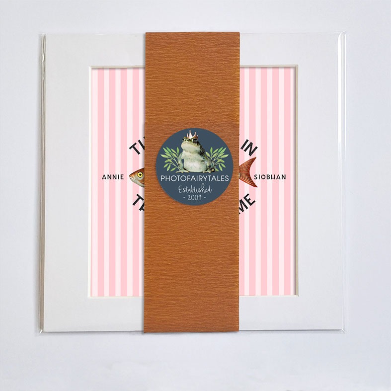 Only Fish in the Sea personalised print with vintage fish illustration and striped background â€“ romantic nautical gift for couples in 3 colour choices