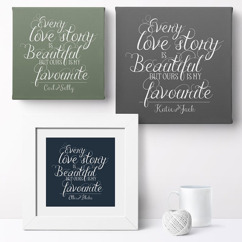 Love Story personalised print with elegant typography and colour options â€“ ideal wedding, Valentineâ€™s, or anniversary gift