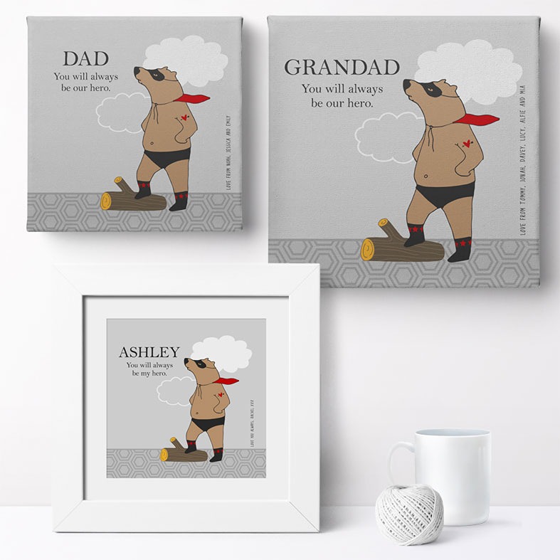 Superbear Personalised Print | Custom Canvas and Art Prints for Him PhotoFairytales #fathersdaygift