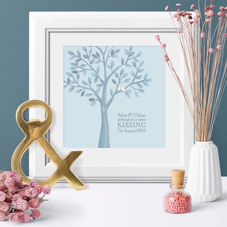 Kissing Birds Personalised Print | Romantic Custom Canvas and Art Prints for Valentine, Wedding or Anniversary Gift, PhotoFairytales