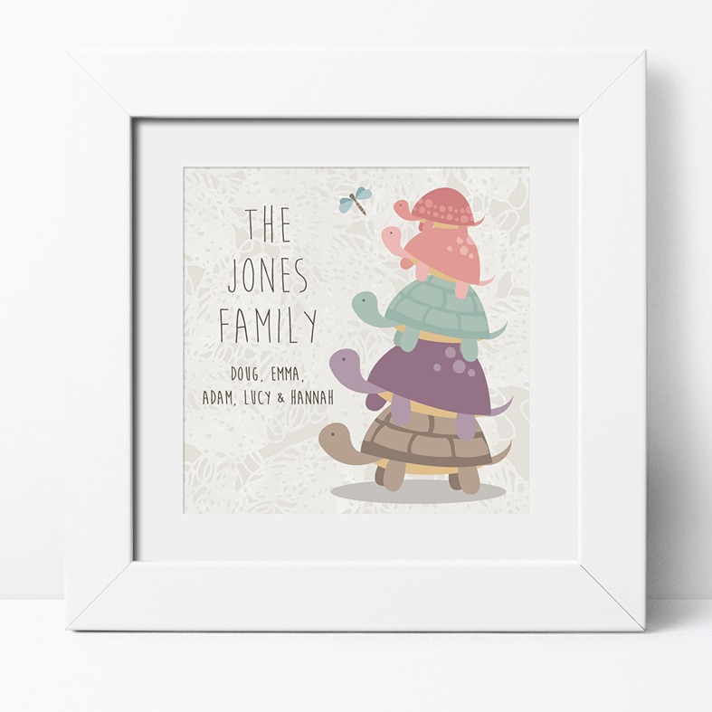 Tortoise Family Personalised Print | Personalised Tortoise Gift for Family, Canvas and Art Prints, PhotoFairytales