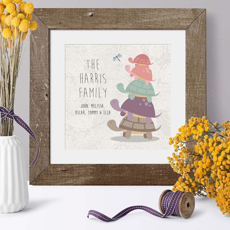 Tortoise Family Personalised Print | Personalised Tortoise Gift for Family, Canvas and Art Prints, PhotoFairytales