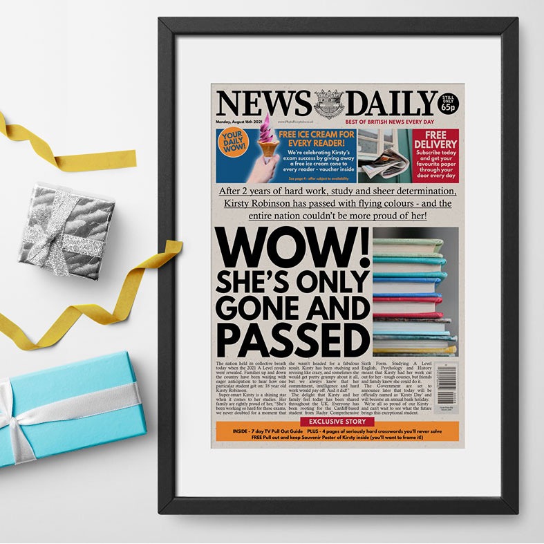 Personalised Exam Pass Graduation Newspaper | personalised newspaper gift from PhotoFairytales