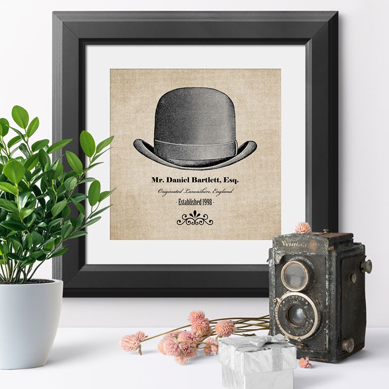 Gentleman's Hat Personalised Print | Personalised Canvas and Art Prints for Him, PhotoFairytales