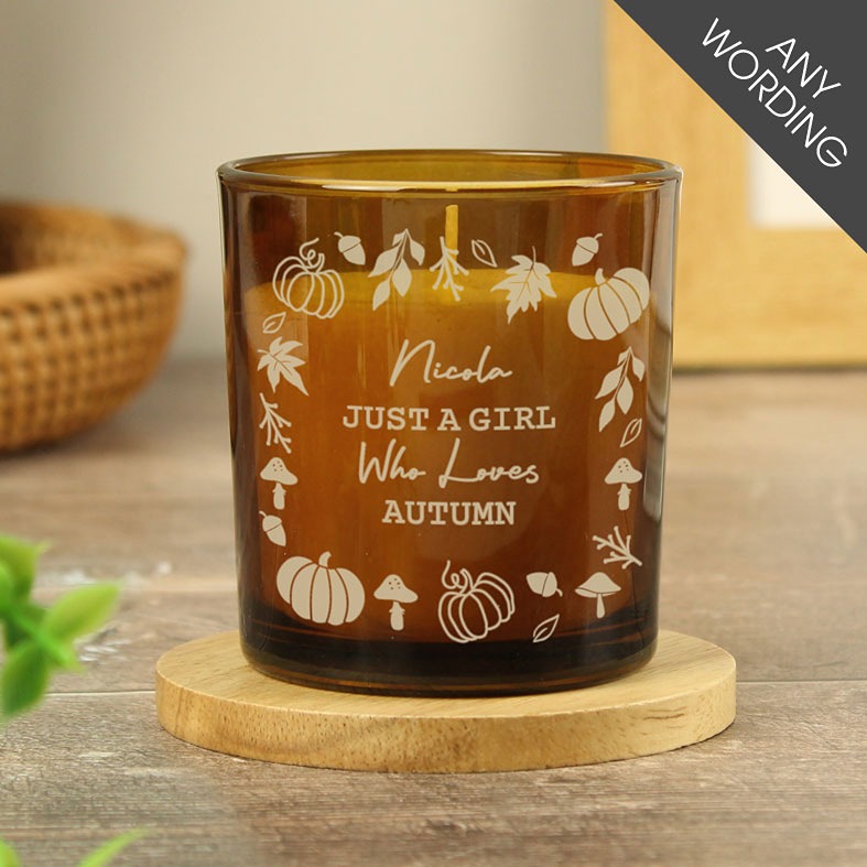Personalised Autumn Pumpkin Glass Candle | scented Halloween candle