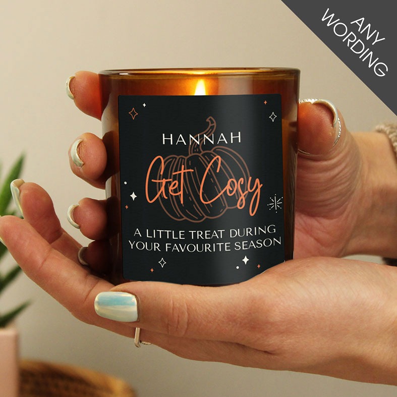 Personalised Pumpkin Glass Candle | scented Halloween candle