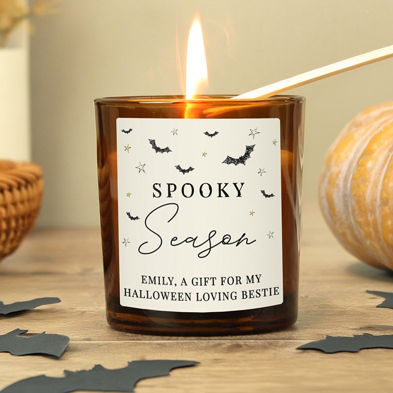 Personalised Spooky Season Halloween Glass Scented Candle