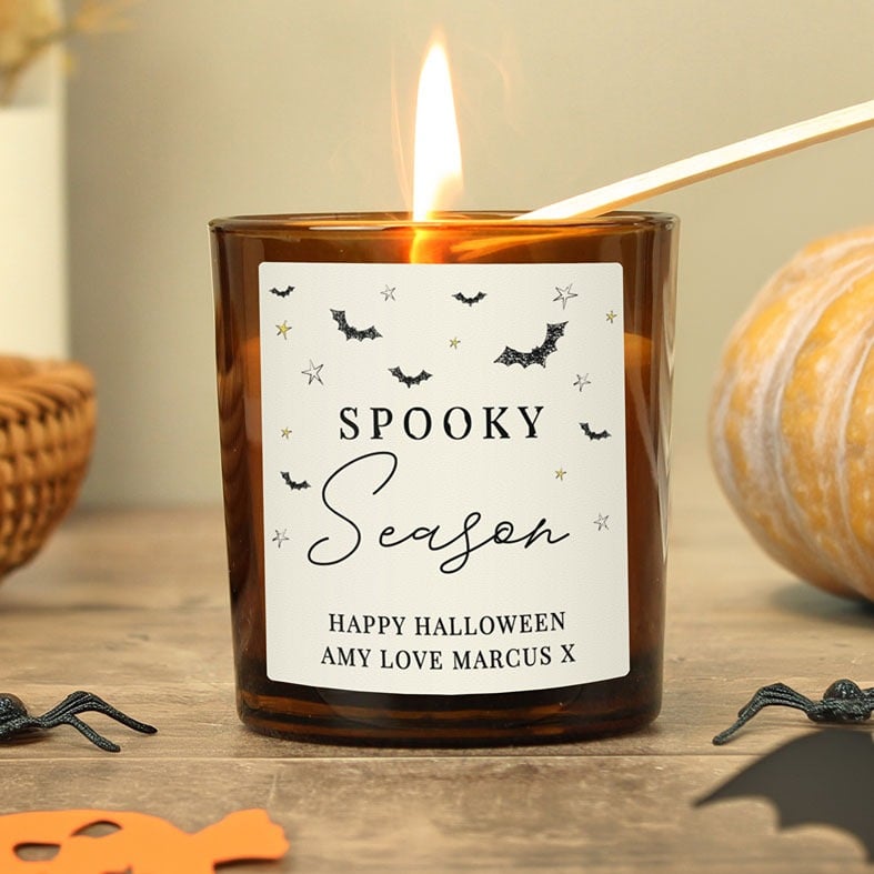 Personalised Spooky Season Halloween Glass Scented Candle