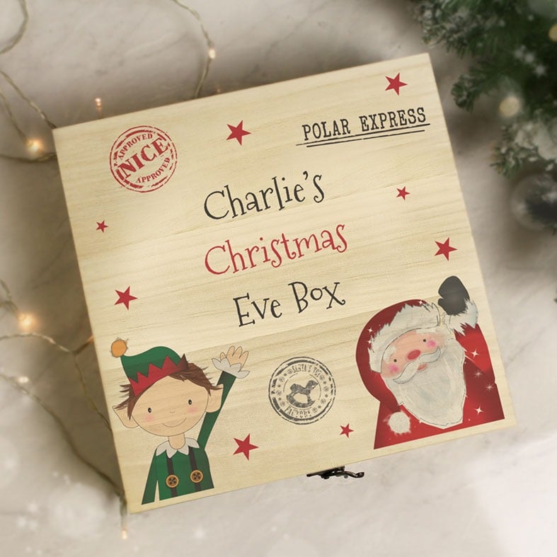 Personalised Christmas Eve Boxes | printed and engraved high quality festive wooden boxes, from PhotoFairytales