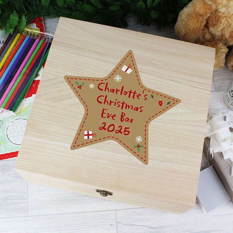 Personalised Wooden Christmas Star gift box with your name and wording â personalised keepsake gift for Santa gifts and festive treats