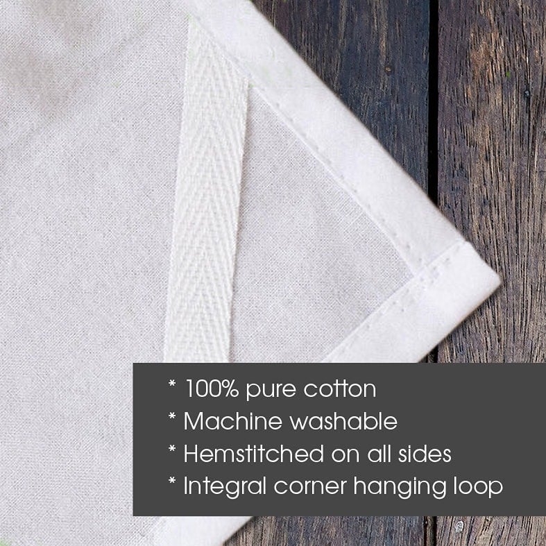 Personalised brown gingham Christmas tea towel with festive country kitchen cow print western illustrations