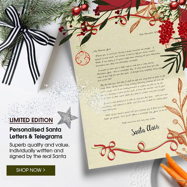 Personalised Santa Letters and Telegrams | individually created, signed by Father Christmas - includes extra gifts, superb quality and value, excellent customer reviews - from PhotoFairytales