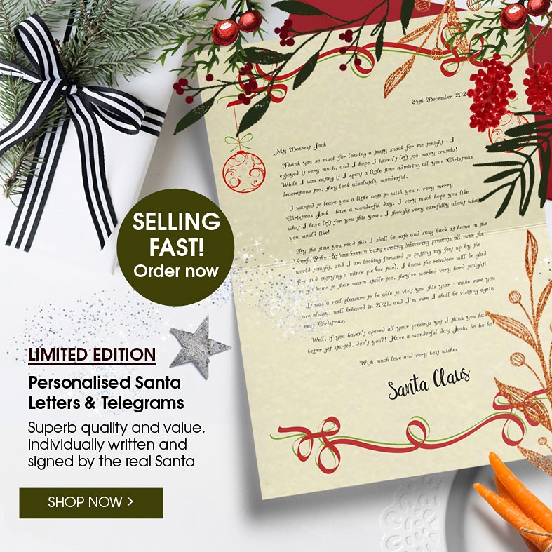 Personalised Santa Letters and Telegrams | individually created, signed by Father Christmas - includes extra gifts, superb quality and value, excellent customer reviews - from PhotoFairytales