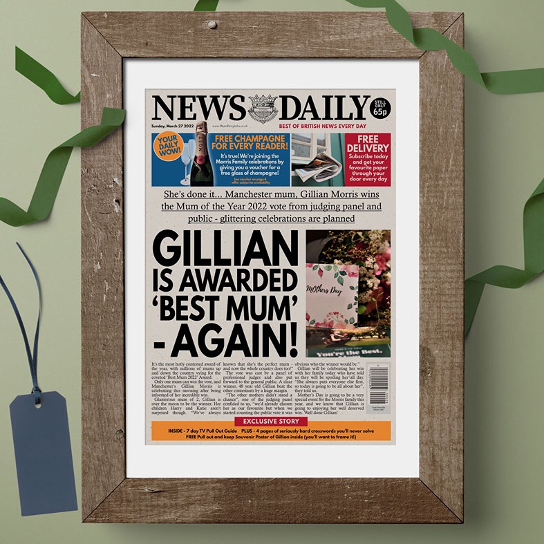 Personalised Mother's Day Gifts and Cards, free UK delivery