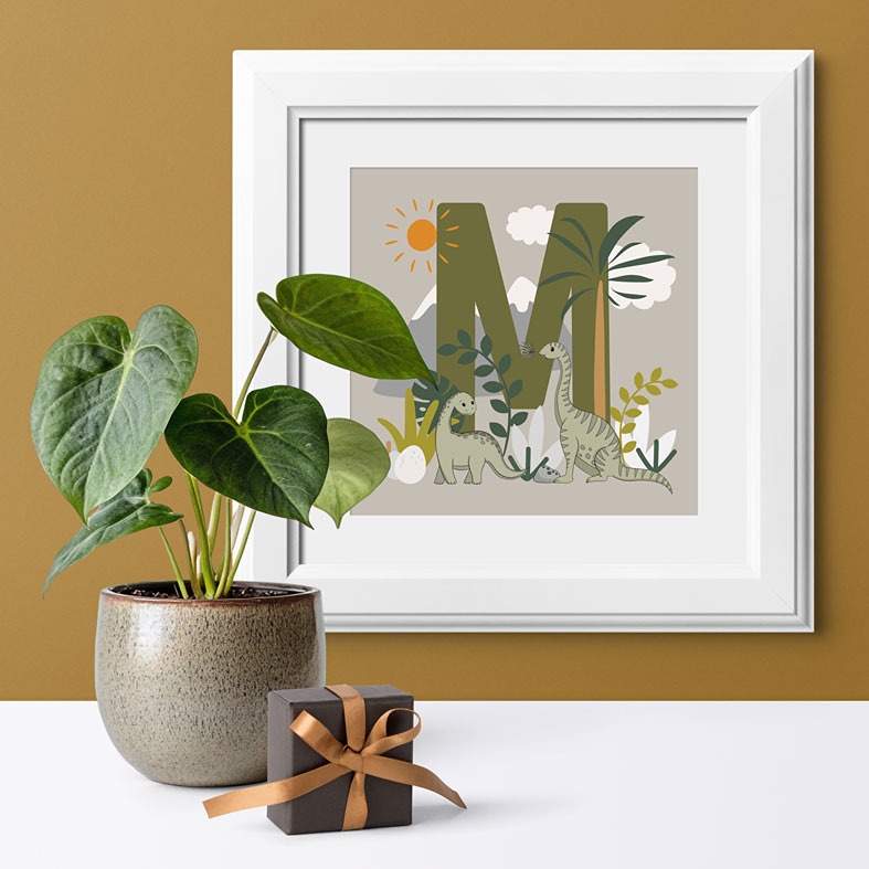 Personalised Dinosaur print: brilliant finishing touch for any child's bedroom or baby nursery and great gift idea for a dinosaur lover