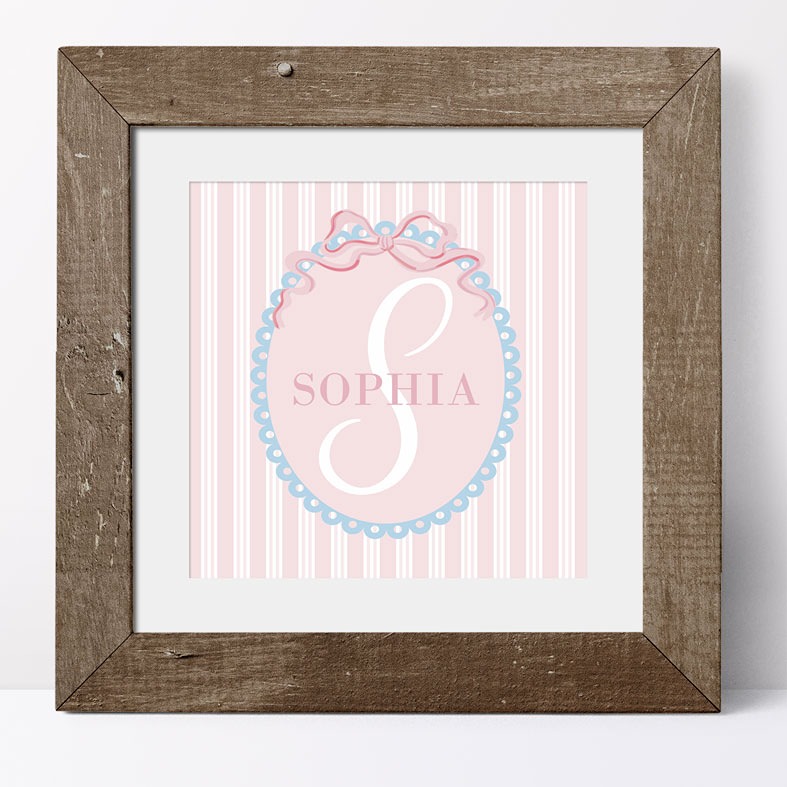 Personalised Regency Stripe name print â elegant rococo-style wall art with Bridgerton aesthetic, perfect gift for her