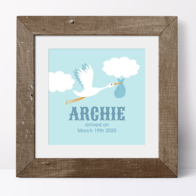 Stork Personalised Nursery Print | bespoke art print for baby's nursery, PhotoFairytales #nurseryart