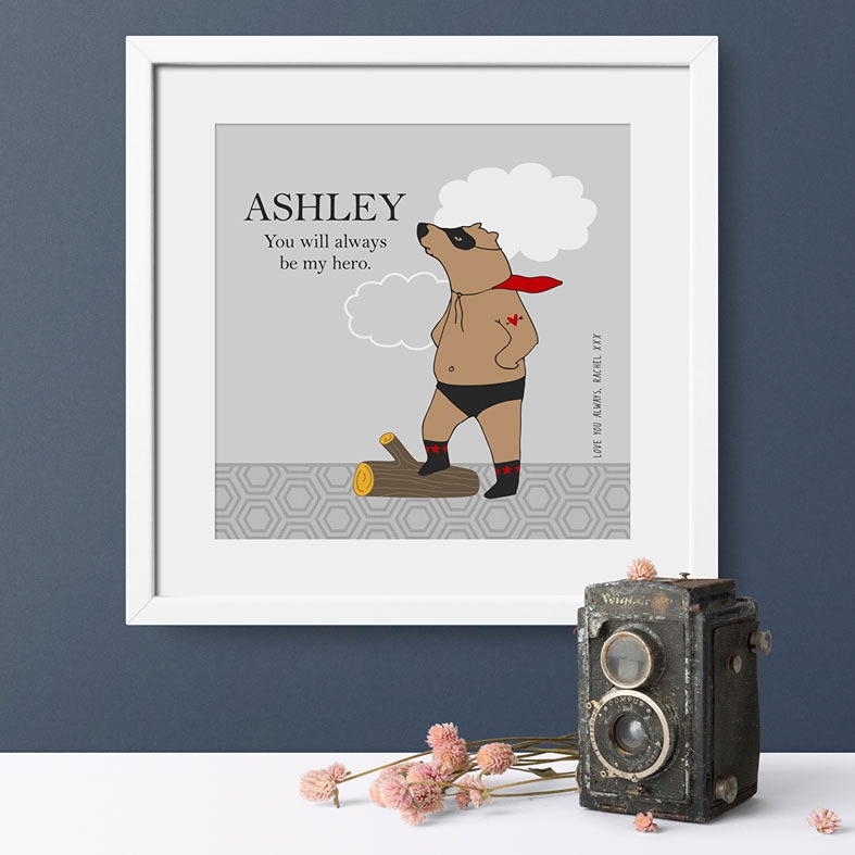 Superbear Personalised Print | Custom Canvas and Art Prints for Him PhotoFairytales #fathersdaygift