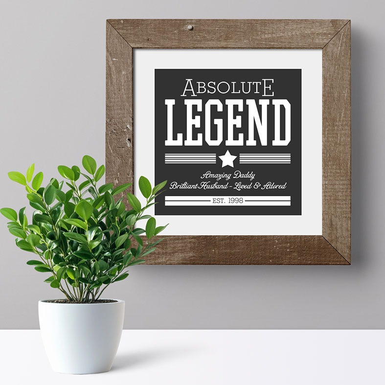 Absolute Legend personalised print â bold vintage typography, great gift for husband, dad, or friend