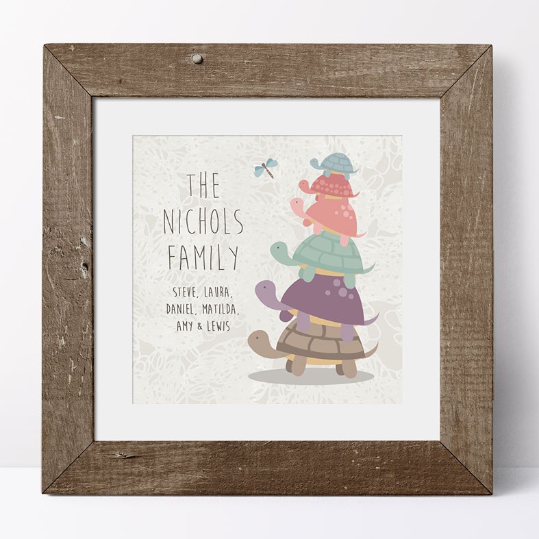 Tortoise Family Personalised Print | Personalised Tortoise Gift for Family, Canvas and Art Prints, PhotoFairytales