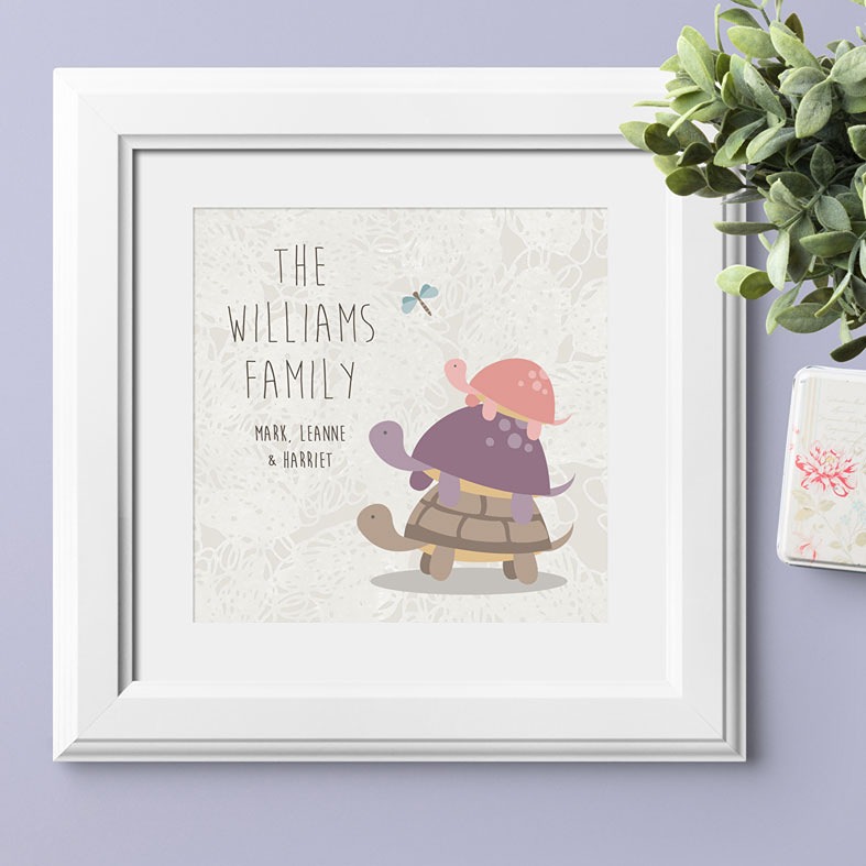 Tortoise Family Personalised Print | Personalised Tortoise Gift for Family, Canvas and Art Prints, PhotoFairytales