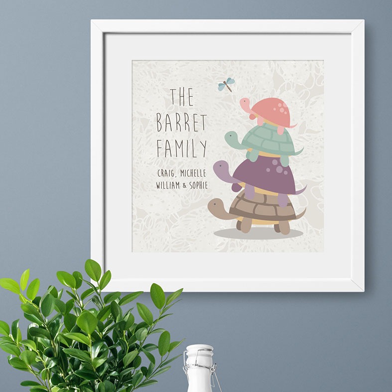 Tortoise Family Personalised Print | Personalised Tortoise Gift for Family, Canvas and Art Prints, PhotoFairytales
