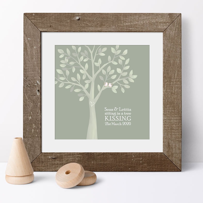 Kissing Birds Personalised Print | Romantic Custom Canvas and Art Prints for Valentine, Wedding or Anniversary Gift, PhotoFairytales