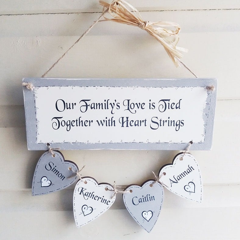Personalised Wooden Family Tree plaque, handmade to order - a fabulous gift to celebrate your family. Available in range of colours, from PhotoFairytales