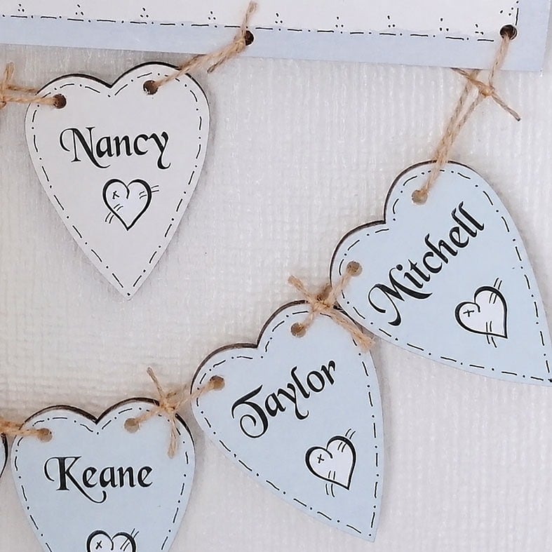 Personalised Wooden Family Tree plaque, handmade to order - a fabulous gift to celebrate your family. Available in range of colours, from PhotoFairytales