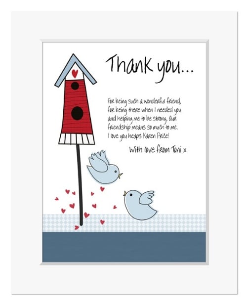 Two Birds personalised message print gift
