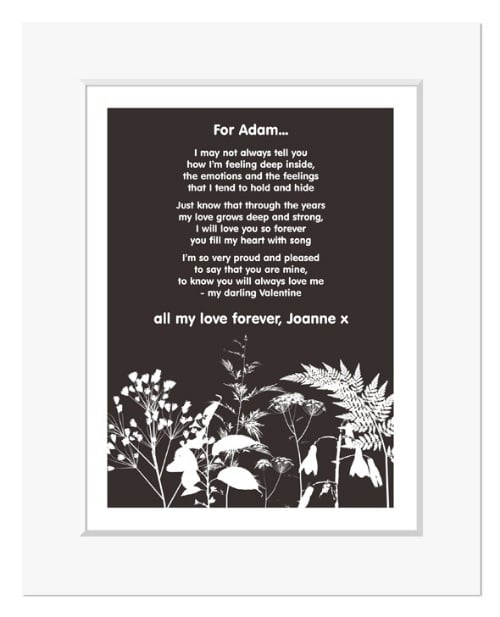 Nature personalised romantic love poem print