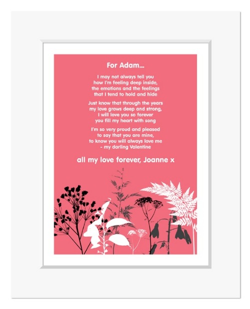 Nature personalised romantic love poem gift