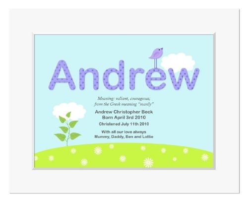 Summer personalised meaning of name christening gift