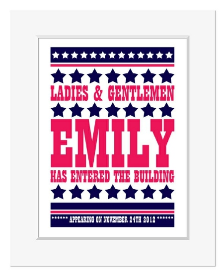 Elvis has entered the building personalised name christening print