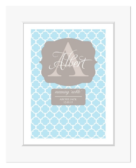 Preppy personalised monogram name print christening gift