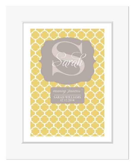 Preppy personalised monogram name print christening gift