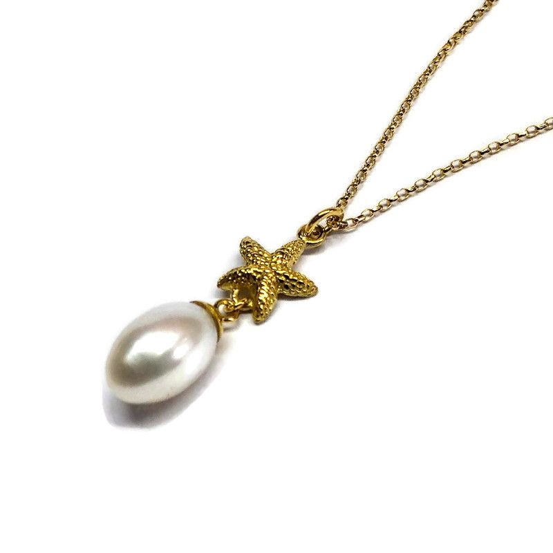 Starfish and pearl pendant