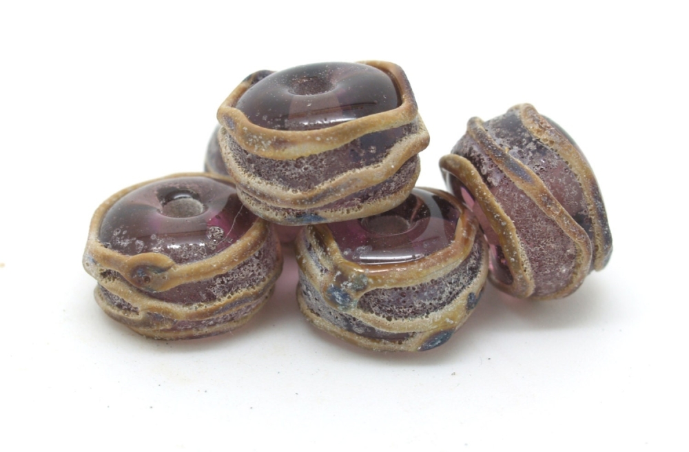 Purple Glass Beads - SRA Lamp work - Aged Beads