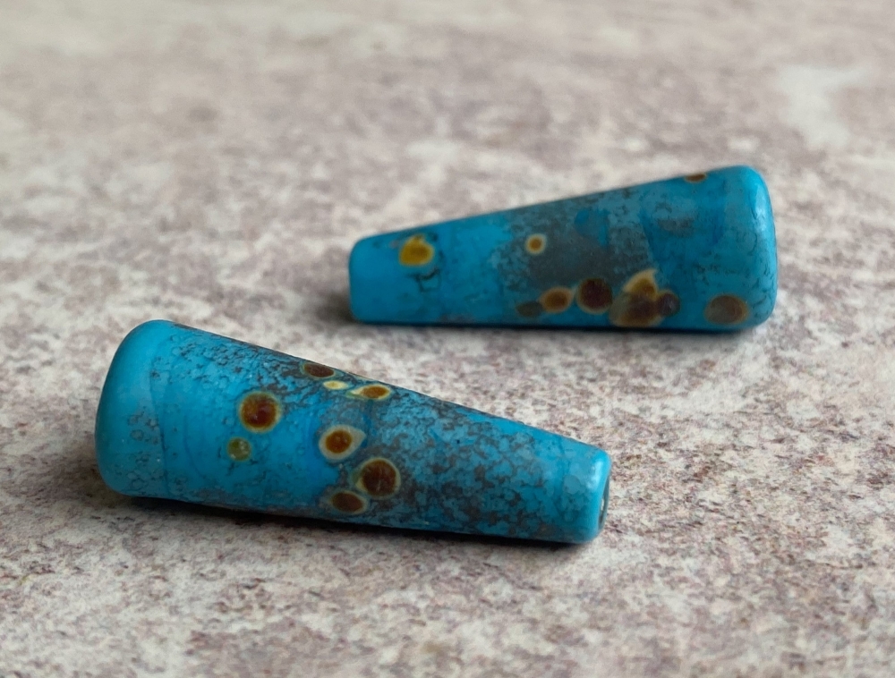 Small Turquoise Rustic Cone Pair