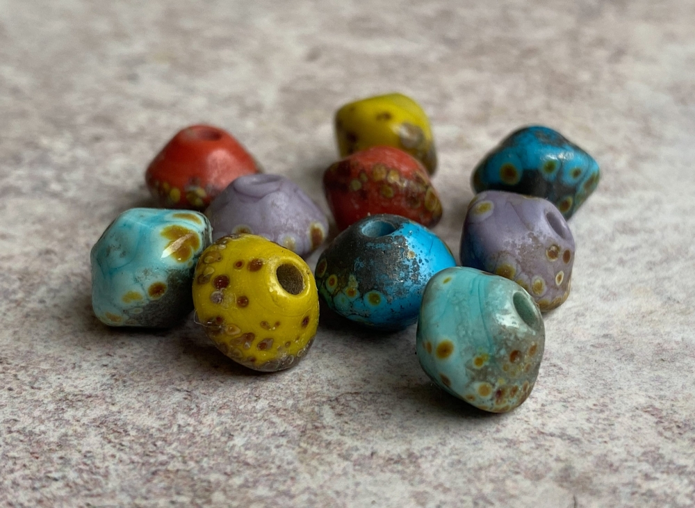 Small Lampwork Bicone Beads in Colourful Shades