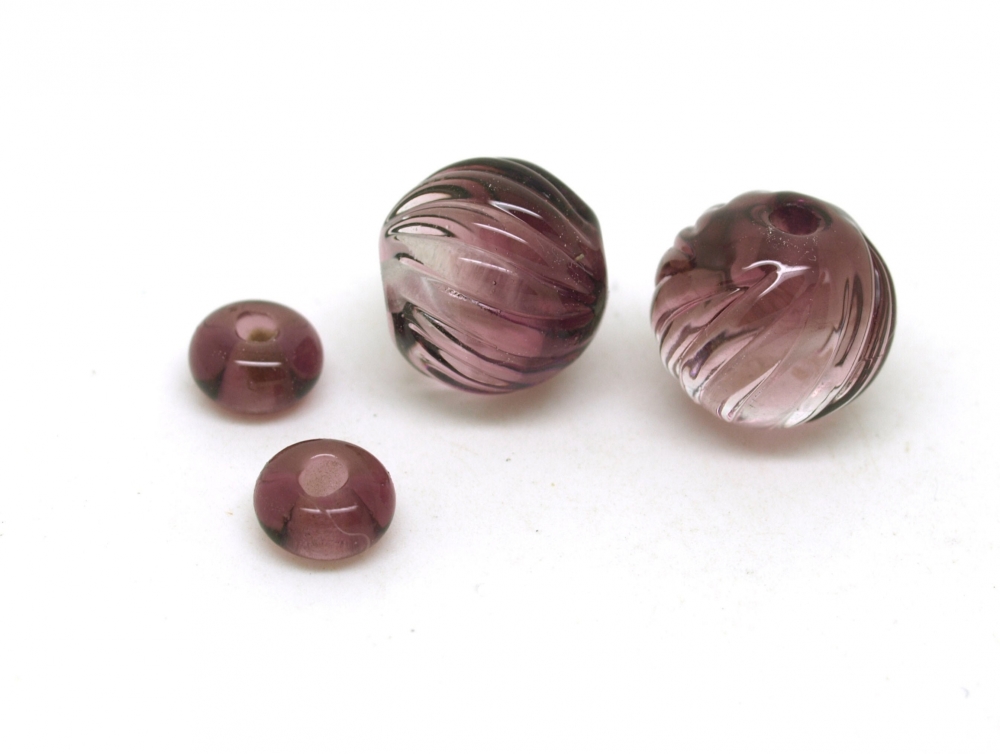 Purple Melon Style Lamwork Beads