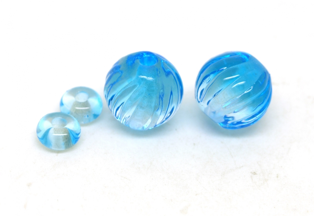 Transparent Blue Glass Bead Pair with Ombre Effect
