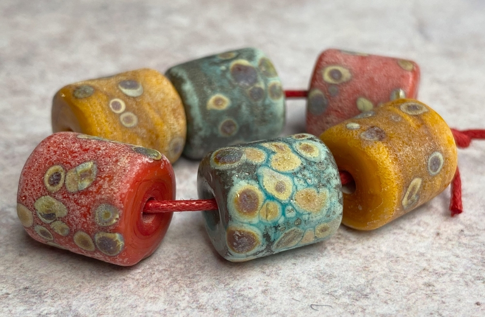 Colourful Rustic Style Handmade Cylindrical Bead Set