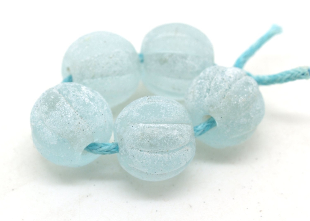 Pale Blue Rustic Melon Beads