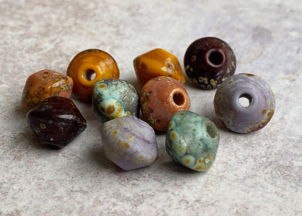 Small Rustic Bicone Bead Set in Earthy Shades