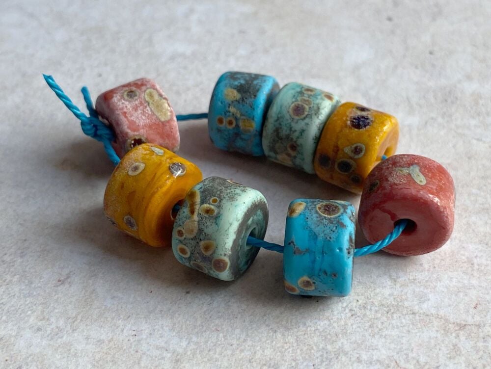 Colourful Glass Cylinder Bead Set