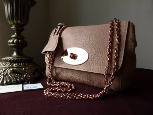 Mulberry Lily Regular in Powder Beige Maxi Grain with Rose Gold Hardware